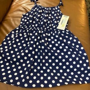 Oshkosh Polka Dot Kids Dress - Navy and White Size 3T